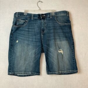 Foundry Supply Co Jean Shorts Mens 46 Blue Denim Flex Distressed Stretch